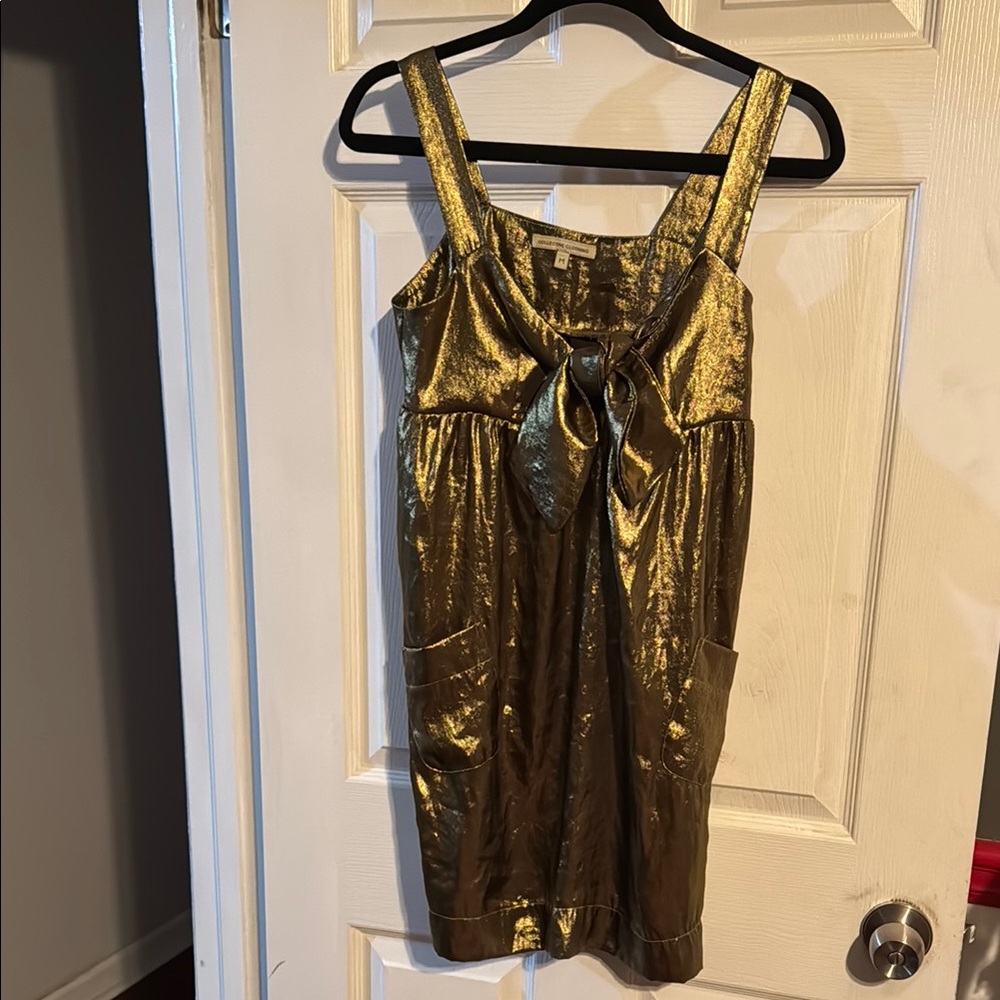 Gold Metallic Dress with Bow Detail